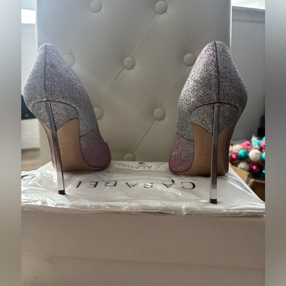 Authentic Casadei Blade Glitter Pink and Silver Heels-Retails for $995 - Picture 3 of 9